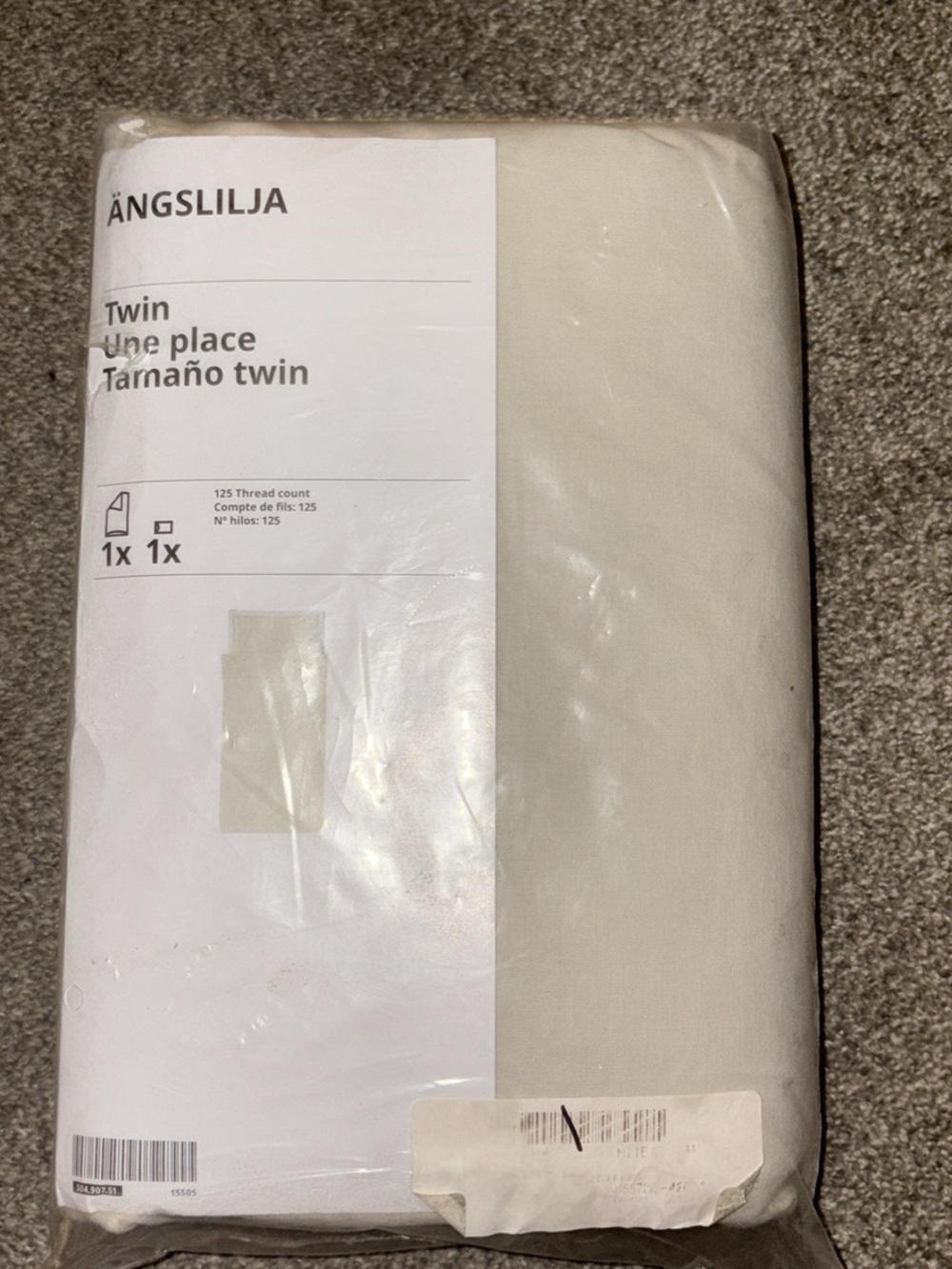 Twin Pillowcase and duvet - cream